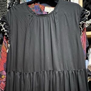 Wilfred Black Mini Dress with Ruffled Sleeves
